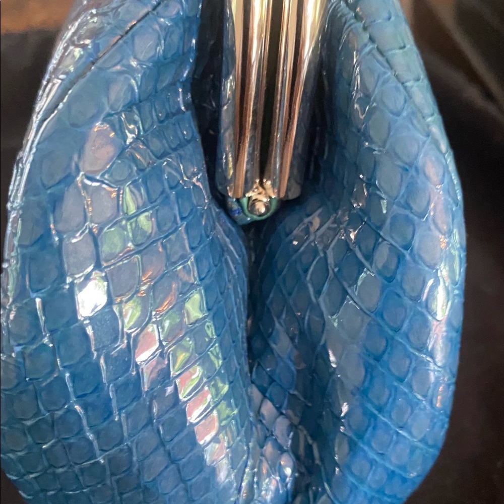 Authentic Chanel Blue Glazed Python Timeless Clutch - Picture 6 of 9